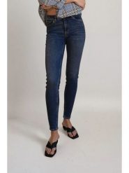 Monki Dżinsy - Skinny fit - w kolorze granatowym rozmiar: W30. Niebieskie jeansy damskie Monki, z podwyższonym stanem. Za 43.99 zł.