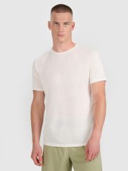 4F Koszulka w kolorze kremowym do biegania rozmiar: XL. Brązowe t-shirty sportowe męskie 4f, xl, z materiału, bez ramiączek, do biegania. Za 49.95 zł.
