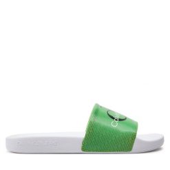 Klapki Calvin Klein Jeans. Zielone klapki damskie Calvin Klein Jeans, bez wzorów, z jeansu, bez obcasa. Za 129.99 zł.