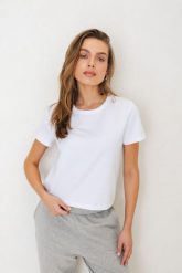T-SHIRT PIPER BIAŁY L - Flawless. Białe t-shirty damskie Flawless, l, bez wzorów, z bawełny, bez kołnierzyka. Za 177.00 zł.