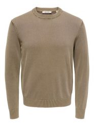 ONLY & SONS Sweter w kolorze szarobrązowym rozmiar: S. Brązowe swetry męskie Only & Sons, s, bez wzorów, z bawełny, bez kołnierzyka. Za 124.95 zł.