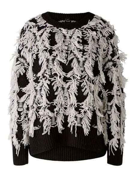 Oui Sweter w kolorze czarno-kremowym rozmiar: 40. Brązowe swetry klasyczne damskie Oui, z wełny, bez kołnierzyka. Za 209.33 zł.