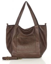 Shopperka torebka MARCO MAZZINI czekolada v241c. Brązowe shopper bag damskie bez wzorów, z bawełny. Za 569.05 zł.