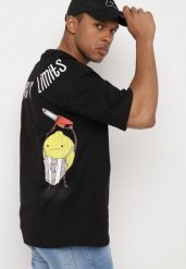 Czarna Bawełniana Koszulka T-shirt z Krótkim Rękawem z Nadrukiem na Plecach i Przodzie Civia. Czarne t-shirty męskie Born2be, m, bez wzorów, z bawełny, bez kołnierzyka. Za 24.99 zł.