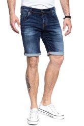 SPODENKI MĘSKIE MUSTANG Chicago Short DENIM BLUE 1007113 5000 923. Niebieskie szorty męskie Mustang, z denimu, bez kołnierzyka. Za 159.99 zł.