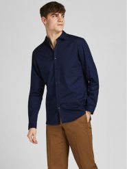 Jack & Jones Koszula 12201905 Granatowy Slim Fit. Niebieskie koszule męskie Jack & Jones, l, bez wzorów, z bawełny, bez kołnierzyka, bez ramiączek. Za 149.99 zł.