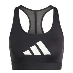 Biustonosz dla kobiet adidas Powerreact Big Logo Graphic. Czarne biustonosze sportowe damskie Adidas, bez wzorów, z materiału. Za 148.30 zł.