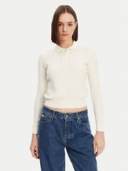 Lacoste Sweter AF9264 Écru Regular Fit. Swetry klasyczne damskie Lacoste, z bawełny, bez kołnierzyka. Za 529.99 zł.