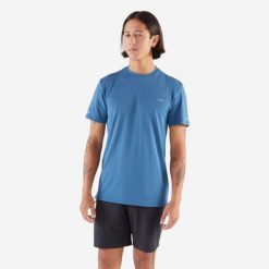 Koszulka do biegania męska Kiprun Run 500. Niebieskie t-shirty sportowe męskie KIPRUN, m, z elastanu, bez ramiączek, do biegania. Za 59.99 zł.