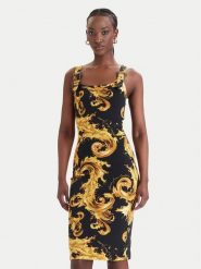 Versace Jeans Couture Sukienka codzienna 80HAO943 JS550 Czarny Slim Fit. Czarne sukienki damskie Versace Jeans Couture, na co dzień, bez wzorów, z bawełny, bez kołnierzyka, bez ramiączek, proste. Za 1,309.00 zł.