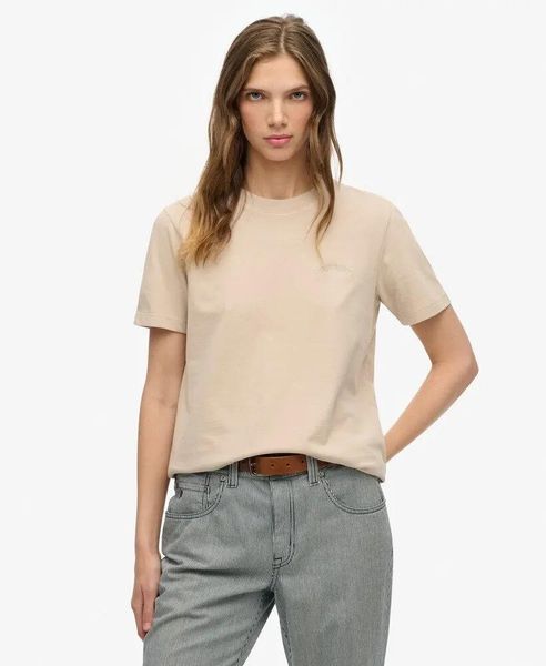 Superdry Koszulka Essential Logo haftowana z bawełny organicznej – Feather Grey. Szare t-shirty damskie Superdry., uniwersalny, bez wzorów, z bawełny, bez ramiączek. Za 107.50 zł.