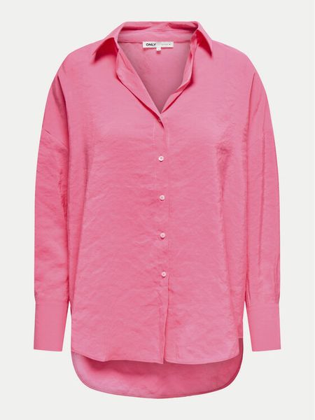 ONLY Koszula Zazima 15272523 Różowy Oversize. Czerwone koszule damskie Only, l, bez wzorów, bez kołnierzyka, bez ramiączek. Za 99.99 zł.