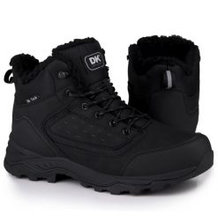 Buty męskie z futerkiem trekkingowe DK VARIAL. Czarne buty trekkingowe męskie DK, bez zapięcia. Za 189.00 zł.