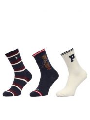 Polo Ralph Lauren Skarpety długie 455P18196001 Granatowy. Niebieskie skarpetki damskie Polo Ralph Lauren, bez wzorów, z bawełny. Za 199.99 zł.
