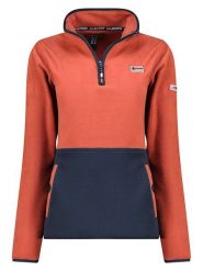 Geographical Norway Bluza polarowa "Touki" w kolorze rdzawoczerwono-granatowym rozmiar: L. Czerwone bluzy bez kaptura damskie Geographical Norway, l, z polaru. Za 87.61 zł.