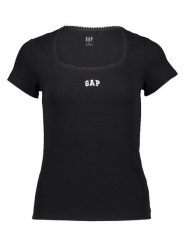 GAP Koszulka w kolorze czarnym rozmiar: XL. Czarne bluzki damskie GAP, xl, bez wzorów, prążkowane, bez kołnierzyka. Za 55.95 zł.