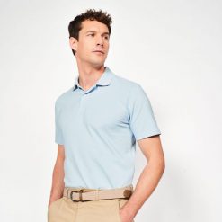 Koszulka polo do golfa z krótkim rękawem męska Inesis MW100. Koszulki polo męskie INESIS, m, bez wzorów, z bawełny, bez ramiączek. Za 34.99 zł.