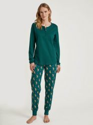 Calida Koszulka piżamowa w kolorze zielonym rozmiar: M. Zielone piżamy damskie Calida, m, bez wzorów, z bawełny, bez ramiączek. Za 121.80 zł.