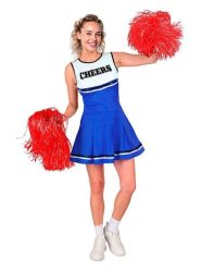 Carnival Party Sukienka kostiumowa "Cheerleader" w kolorze niebiesko-białym rozmiar: XS. Białe sukienki damskie Carnival Party, na imprezę, xs, bez wzorów, bez kołnierzyka, bez ramiączek, rozkloszowane. Za 54.95 zł.