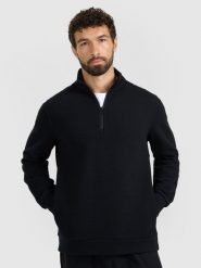 4F Bluza dresowa z dzianiny waflowej męska - czarna M. Czarne bluzy bez kaptura męskie 4f, m, z dresówki. W wyprzedaży za 89.99 zł.