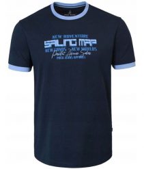 T-Shirt (Koszulka) Męska - Pako Jeans - Kolor Granatowy, Napisy. Niebieskie t-shirty męskie Pako Jeans, l, bez wzorów, z bawełny, bez kołnierzyka. Za 69.00 zł.