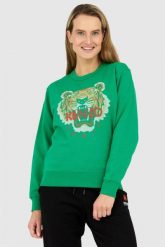 KENZO Zielona bluza damska z krzyżykowym tygrysem. Zielone bluzy bez kaptura damskie Kenzo, s. W wyprzedaży za 689.99 zł.