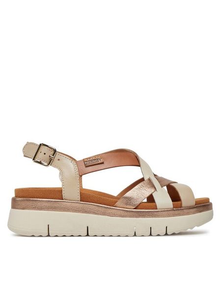 Pikolinos Sandały Palma W4N-0650C1 Beżowy. Brązowe sandały damskie Pikolinos, bez wzorów, ze skóry, bez obcasa, na płaskiej podeszwie. Za 359.99 zł.