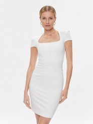 Marciano Guess Sukienka koktajlowa 4RGK67 6375Z Biały Slim Fit. Białe sukienki damskie Marciano Guess, z aplikacjami, z syntetyku, wizytowe, bez kołnierzyka, bez ramiączek. Za 669.99 zł.