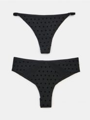 Majtki brazyliany i stringi w serca 2 pack - czarny. Czarne stringi damskie Sinsay, l, bez wzorów. Za 19.99 zł.