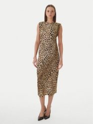 LOLA CASADEMUNT Sukienka codzienna LS2616152 Brązowy Regular Fit. Brązowe sukienki damskie lola casademunt, na co dzień, xl, bez wzorów, z syntetyku, bez kołnierzyka, bez ramiączek, proste. Za 543.99 zł.