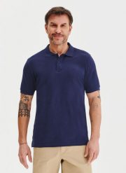 PAKO LORENTE - Granatowy gładki t-shirt polo. Niebieskie koszulki polo męskie Pako Lorente, m, bez wzorów, z bawełny, bez ramiączek. Za 69.99 zł.
