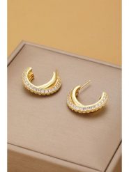 Atelier MIU Pozłacane kolczyki-półkreole z cyrkoniami rozmiar: onesize. Żółte kolczyki damskie atelier MIU, z cyrkonią, pozłacane. Za 43.99 zł.