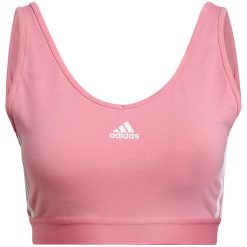 Stanik sportowy damski adidas Essentials 3-Stripes. Czerwone biustonosze sportowe damskie Adidas, bez wzorów, z bawełny. Za 99.00 zł.