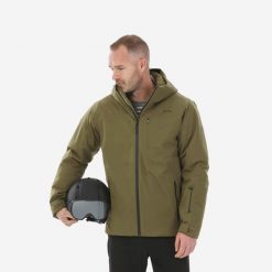 Kurtka narciarska i snowboardowa męska Quechua 500. Zielone kurtki męskie WED'ZE, m, bez wzorów, z syntetyku, bez kaptura, narciarskie. Za 449.99 zł.