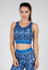 Osseo Crop Top - Niebieski. Niebieskie topy sportowe damskie GORILLA WEAR, m, bez wzorów, z elastanu, bez ramiączek. Za 206.00 zł.