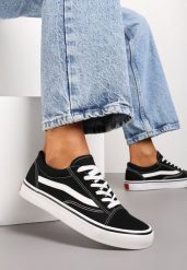 Czarno-Białe Tenisówki z Boczną Naszywką Simeris. Czarne trampki i tenisówki damskie Renee, z aplikacjami. Za 74.99 zł.