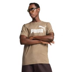 T-shirt Męski Logo ESS No.1. Brązowe t-shirty męskie Puma, l, bez wzorów, z bawełny, bez kołnierzyka. Za 79.99 zł.