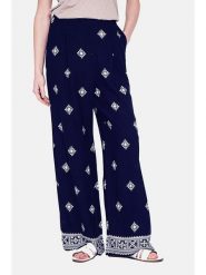 ASSUILI Spodnie w kolorze granatowym rozmiar: 40. Niebieskie spodnie materiałowe damskie Assuili, bez wzorów, z materiału. Za 100.99 zł.