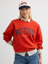Bluza damska z logo BIG STAR czerwona Rubekana 704. Czerwone bluzy bez kaptura damskie Big Star, l, z bawełny. W wyprzedaży za 79.99 zł.