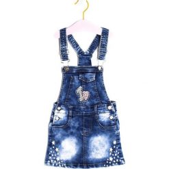 Niebieska Sukienka Rate. Niebieskie sukienki niemowlęce Born2be, z aplikacjami, z denimu, bez ramiączek. Za 64.99 zł.