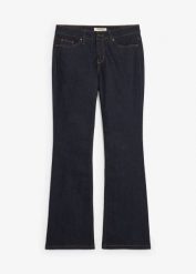 Jeansy o kroju bootcut, mid waist. Niebieskie jeansy damskie bonprix. Za 142.99 zł.