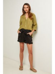 Fleur de Lin Bluzka w kolorze khaki rozmiar: S. Brązowe bluzki damskie Fleur de Lin, s, bez wzorów, ze lnu, bez kołnierzyka, bez ramiączek. Za 135.49 zł.