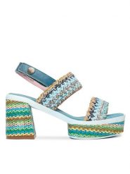 Laura Vita Sandały Noao 03 Niebieski. Niebieskie sandały damskie Laura Vita, bez wzorów, z materiału, bez obcasa, na słupku. Za 389.99 zł.