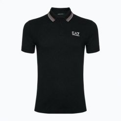 Koszulka męska EA7 Emporio Armani Golf Pro Polo Check. Czarne koszulki polo męskie EA7 Emporio Armani, m, bez wzorów, z bawełny, bez ramiączek. Za 359.99 zł.