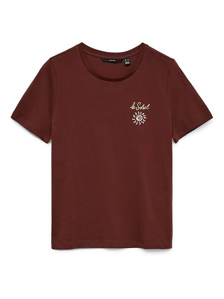 Vero Moda Koszulka w kolorze brązowym rozmiar: M. Brązowe bluzki damskie Vero Moda, m, bez wzorów, z bawełny, bez kołnierzyka, bez ramiączek. Za 43.78 zł.