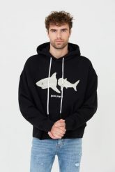 PALM ANGELS Czarna bluza z kapturem White Shark Hoody. Czarne bluzy z kapturem męskie PALM ANGELS, m. W wyprzedaży za 1,999.99 zł.