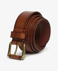 Superdry Klasyczny pasek skórzany – 100% skóra bawoła TAN. Brązowe paski męskie Superdry., bez wzorów, ze skóry, klasyczne. Za 178.40 zł.