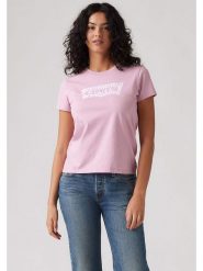 Levi's Koszulka w kolorze jasnoróżowym rozmiar: S. Różowe bluzki damskie Levi's, s, bez wzorów, z bawełny, bez kołnierzyka, bez ramiączek. Za 78.84 zł.