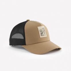 Czapka turystyczna z daszkiem Hike 500 Trucker. Brązowe czapki męskie FORCLAZ, bez wzorów, z elastanu, sportowe. Za 69.99 zł.