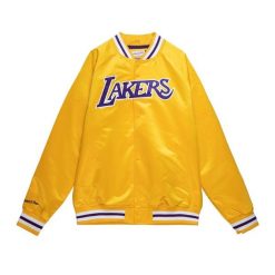 Satynowa bluza dresowa Los Angeles Lakers. Żółte bluzy bez kaptura męskie Mitchell & Ness, l, z dresówki. Za 503.50 zł.